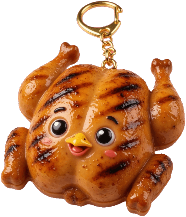 Wobbi charm hanging from a cord